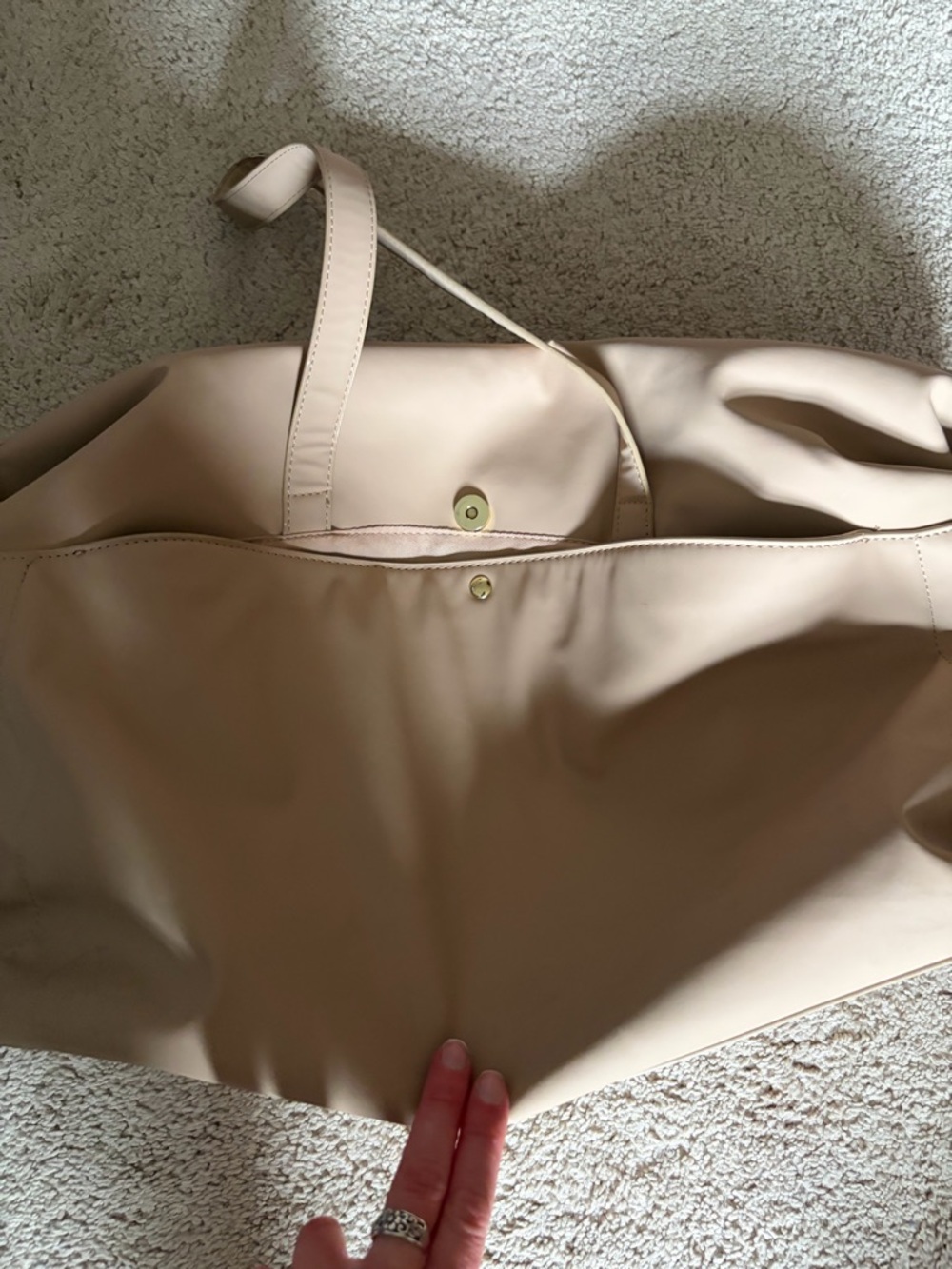 JustFab Beige Tote Bag with Gold Snap